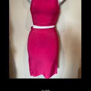 BEBE Set Magenta Side Lace Up Bandage Set